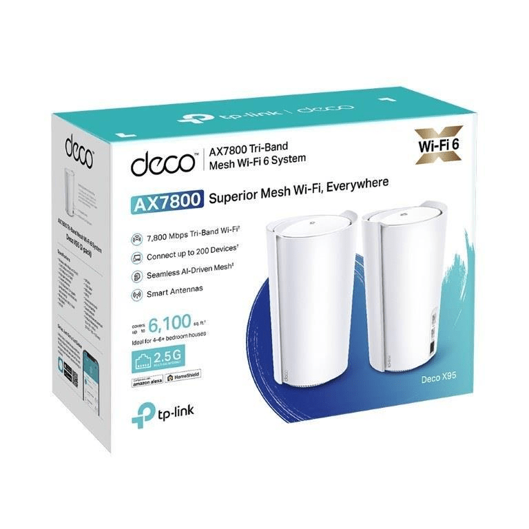TP-Link Deco X95(2-pack) AX7800 Tri-Band Whole Home Mesh Wi-Fi 6 System