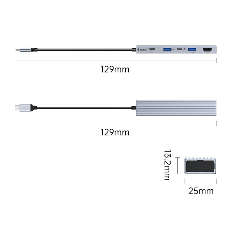 Orico 4-Port USB Type-C Hub with PD100W DHF-2U2C-GY-BP