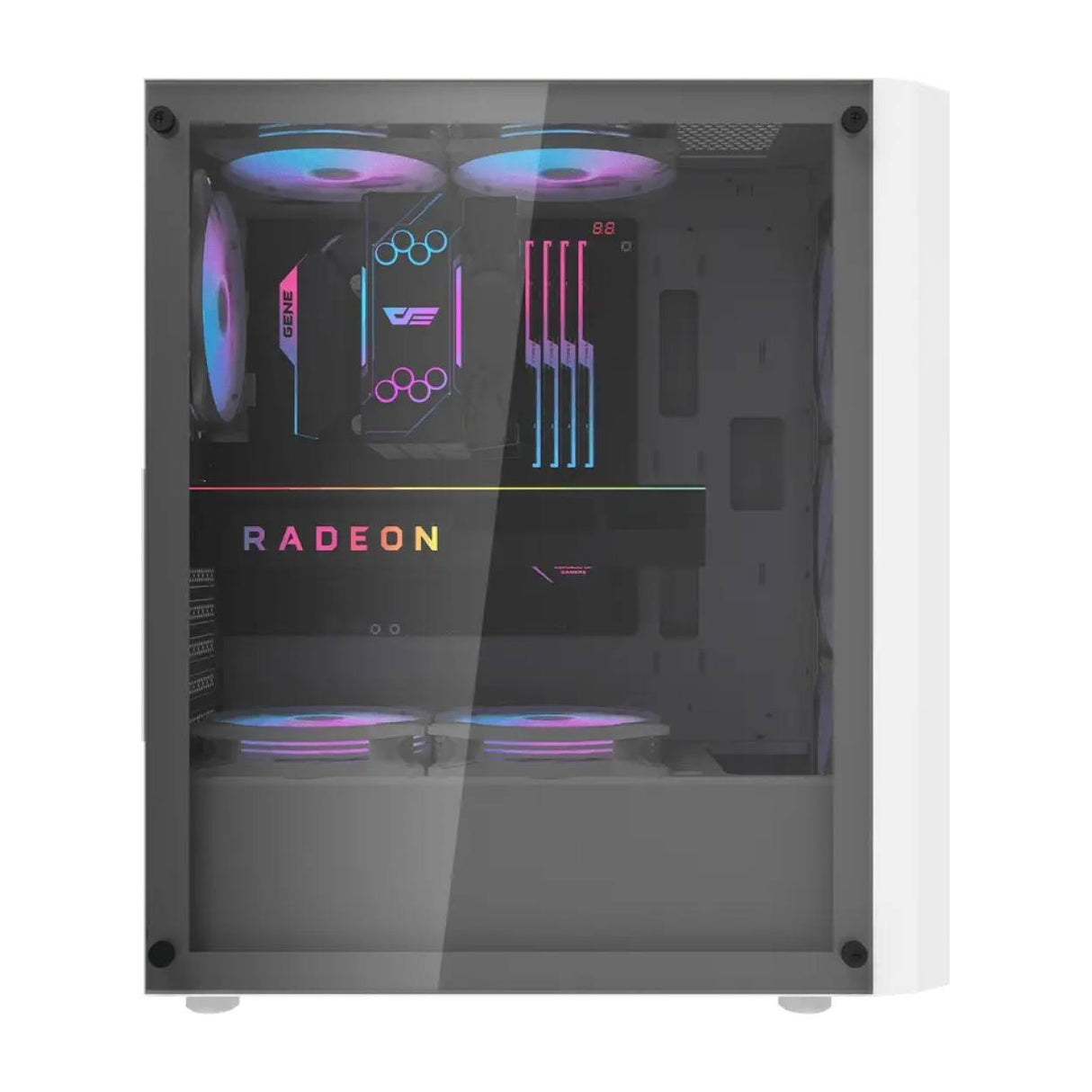 darkFlash DK351 ATX PC Case White with 4 ARGB Fans