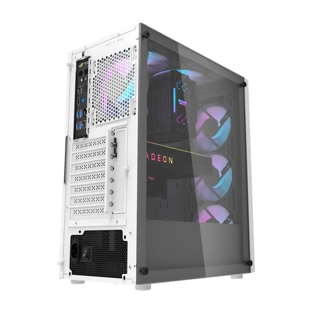 darkFlash DK351 ATX PC Case White with 4 ARGB Fans