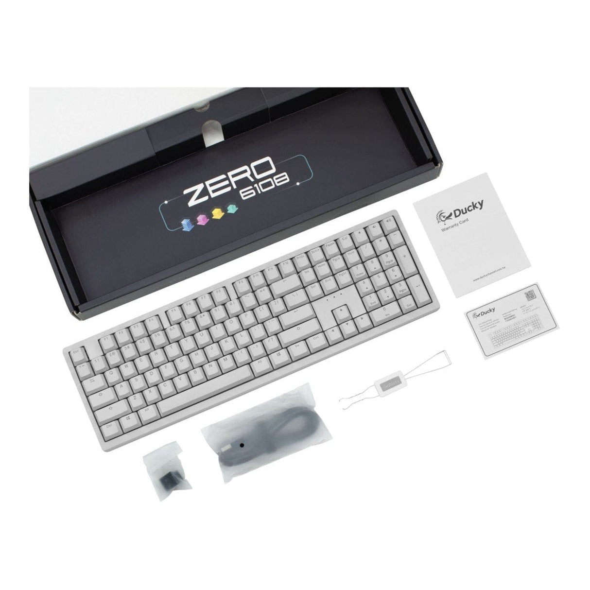 Ducky Zero 6108 Wireless RGB Gaming Keyboard White with Cherry MX2A Blue Clicky Switches