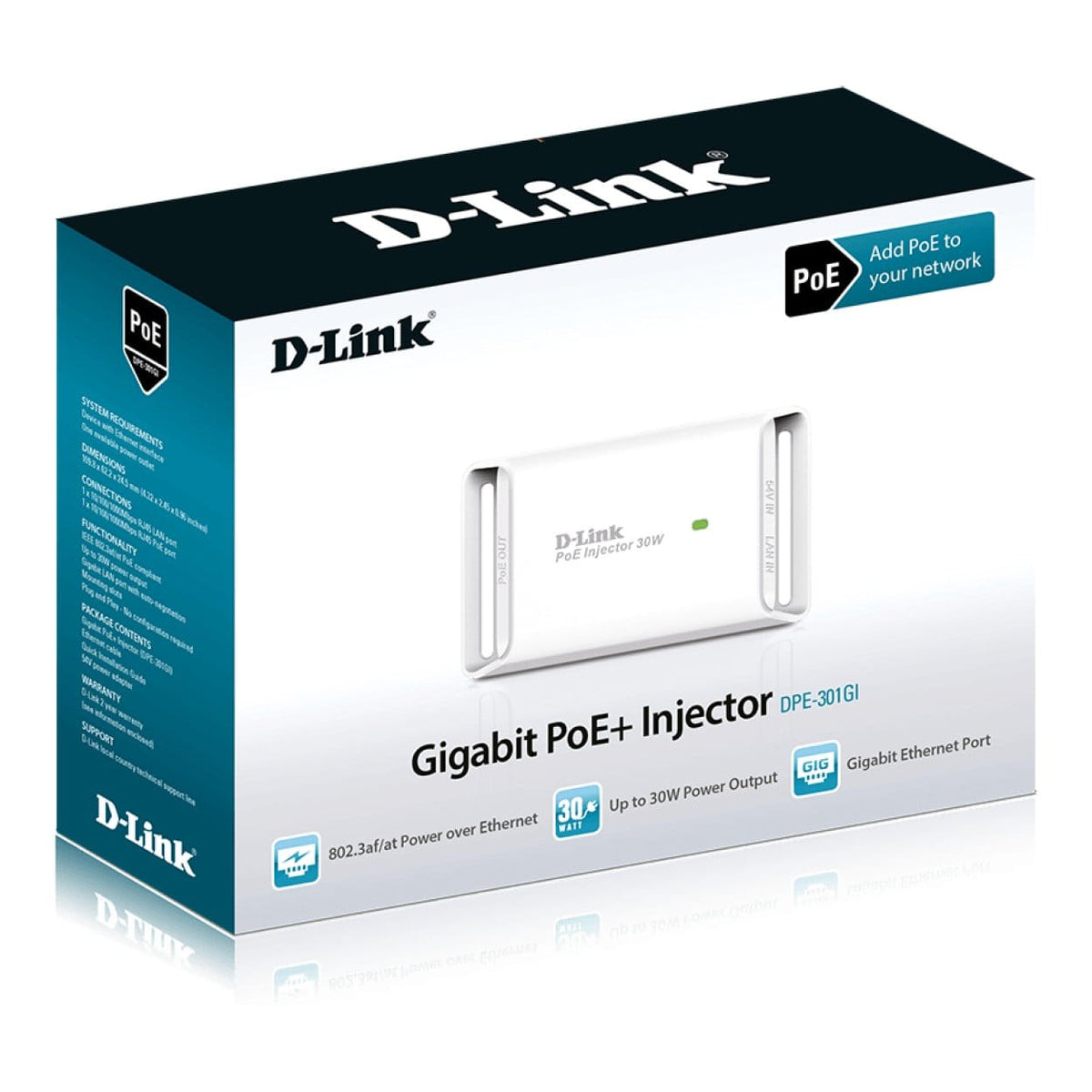 D-Link 1-port Gigabit PoE Injector DPE-301GI