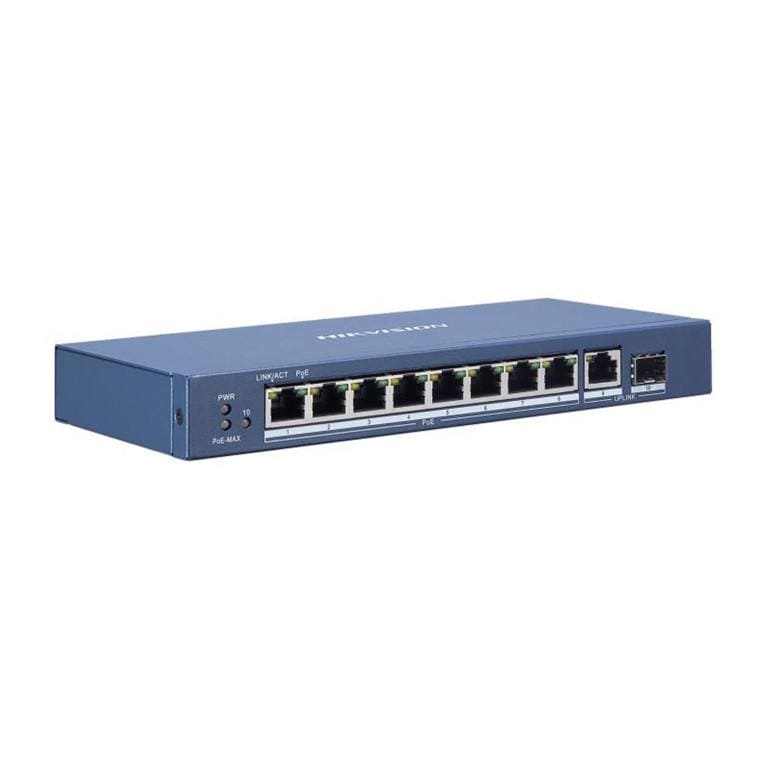 Hikvision 8-port GbE PoE Unmanaged Switch with 1x GbE Uplink and 1x SFP ports DS-3E0510P-E