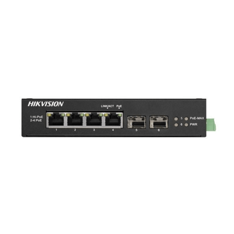 Hikvision 4-port GbE Harsh PoE Unmanaged Switch with 2x SFP ports DS-3T0506HP-E/HS