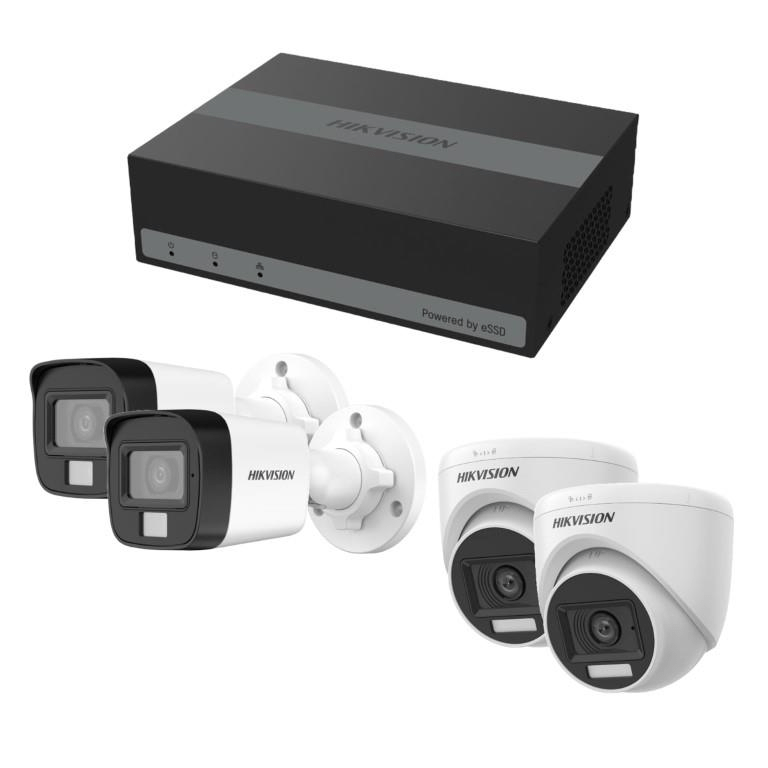 Hikvision 4-ch 330GB eSSD eDVR with 2x Dome and 2x Bullet Camera Kit DS-J142I-E04HGHI-B-4CAM