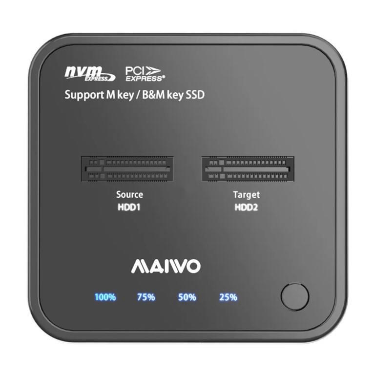 Maiwo K3016P 2-bay M.2 NVMe Clone Docking Station DS-NVME-USB3