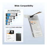 Maiwo K2578P2 2-in-1 USB-C to M.2 NVMe and 2.5" SSD Enclosure DS-SATA-HDD-SSD-MVME