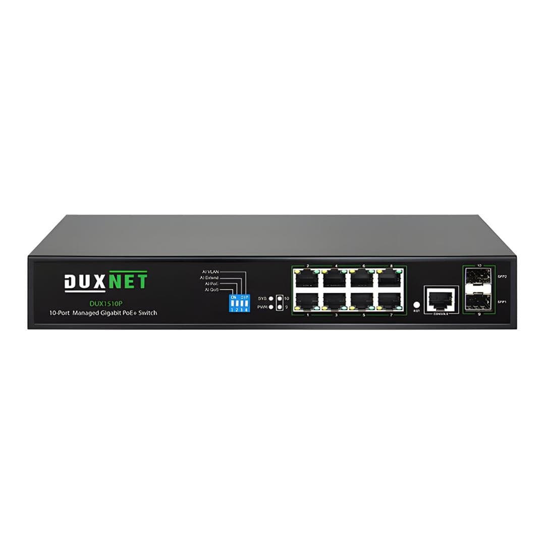 DuxNet 10-Port Gigabit L2 Cloud Managed PoE+ Switch DUX1510P-C