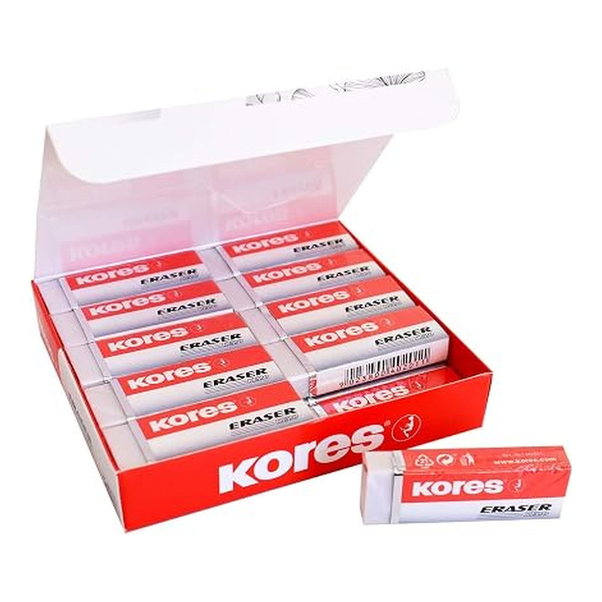 Kores Large Sleeved Eraser 60 x 21 x 10mm 20-pack EC-40201