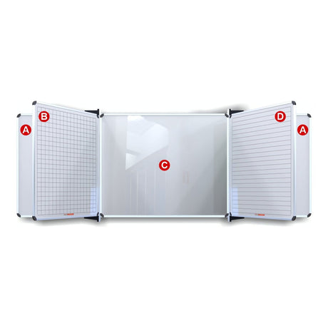 Parrot Educational Board Magnetic Whiteboard 1220x910mm Squares 1 Side Swing Leaf Option B ED4268