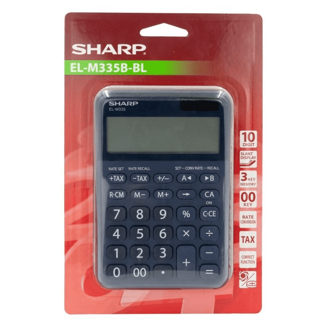 Sharp EL-M335B-BL 10-digit Desk Calculator Blue
