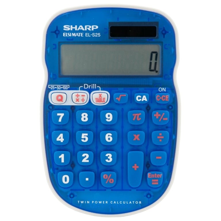 Sharp EL-S25BBL Twin Power Math Quiz 10-digit Display Calculator Blue ...