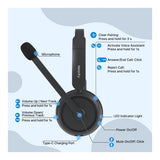Nearity Wireless Bluetooth Headset with Mic and Charging Stand Black EP320