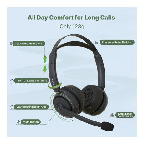 Nearity Wireless Bluetooth Headset with Mic and Charging Stand Black EP320