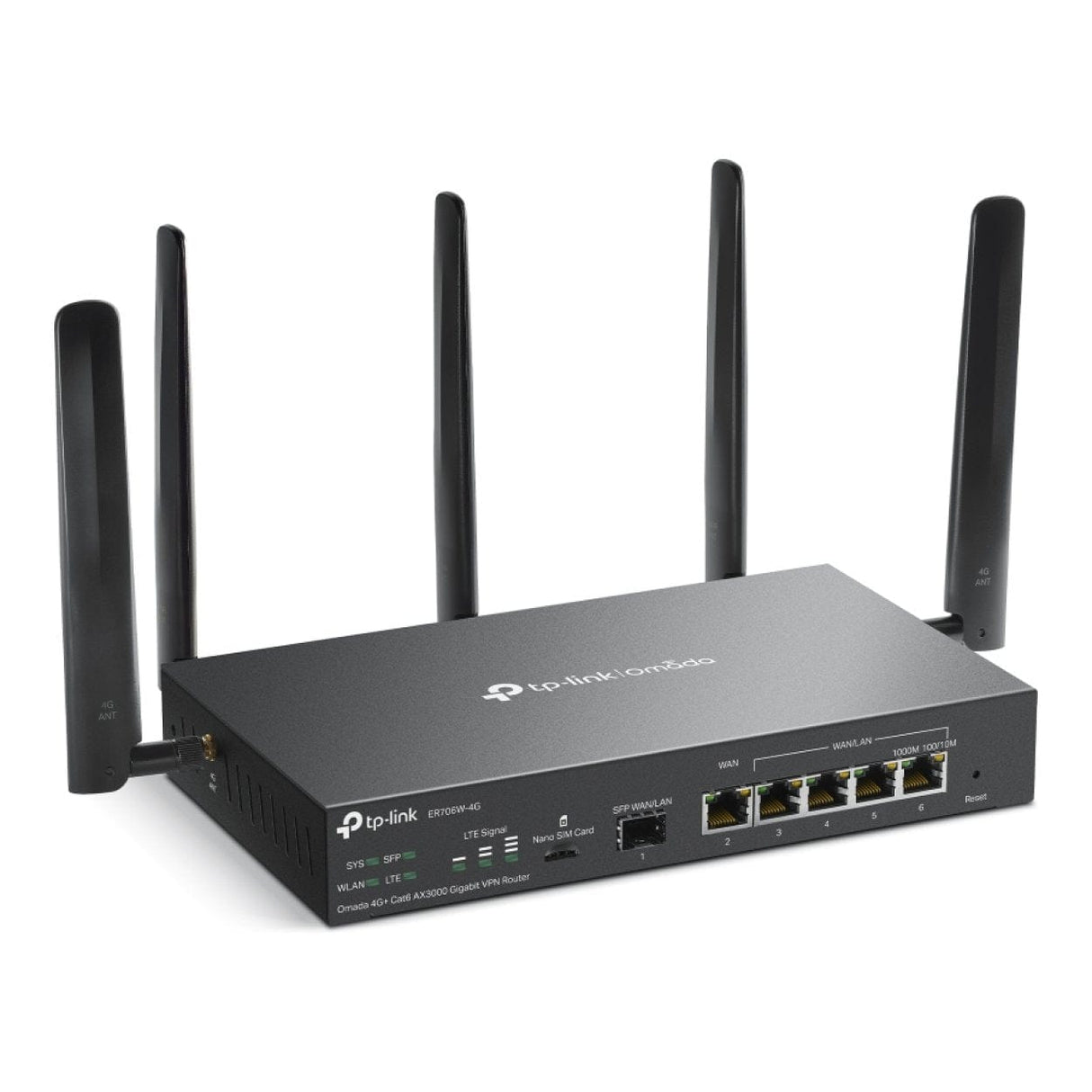 TP-Link Omada 4G+ Cat6 AX3000 VPN Wireless Router - Dual-band 2.4GHz and 5GHz Gigabit Ethernet ER706W-4G