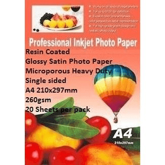 E-Box Resin Coated A4 Heavy Duty Glossy Satin Photo Paper Single