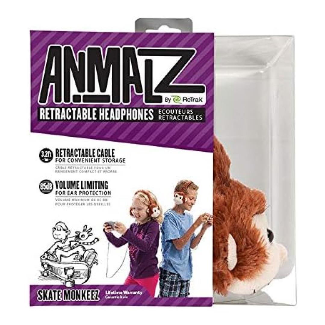 ReTrak Animalz Furry Wired Headphones - Monkey ETAUDFMNKY