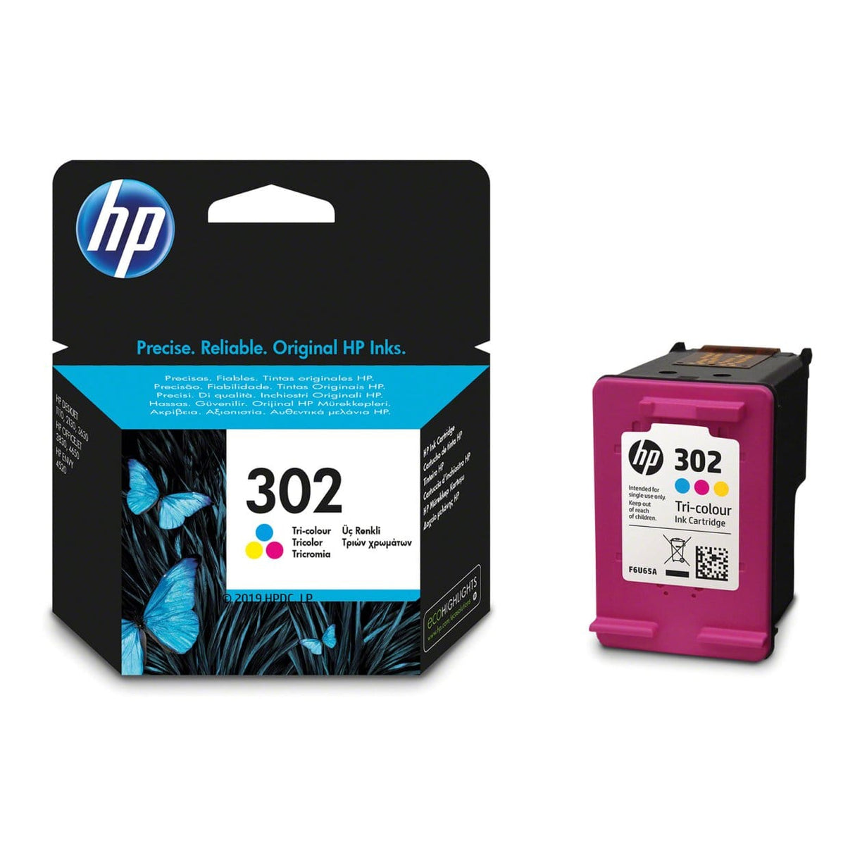 HP 302 Tri-Colour Printer Ink Cartridges Original F6U65AE Single-pack