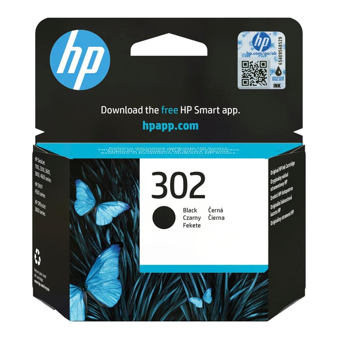HP 302 Black Printer Ink Cartridges Original F6U66AE Single-pack