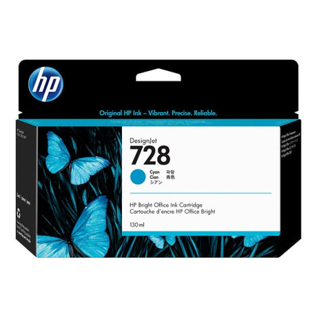 HP 728 DesignJet Cyan Standard Yield Ink Cartridge Original F9J67A Single-pack