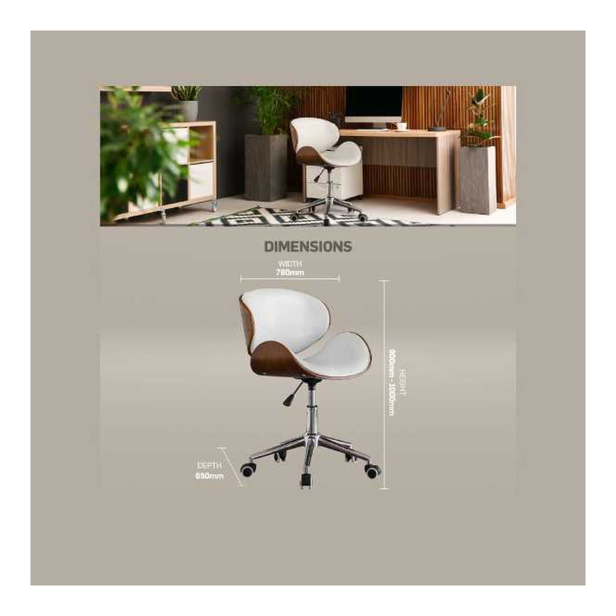 Everfurn Amos Mid Back Office Chair White FD-OC-MB-58.2
