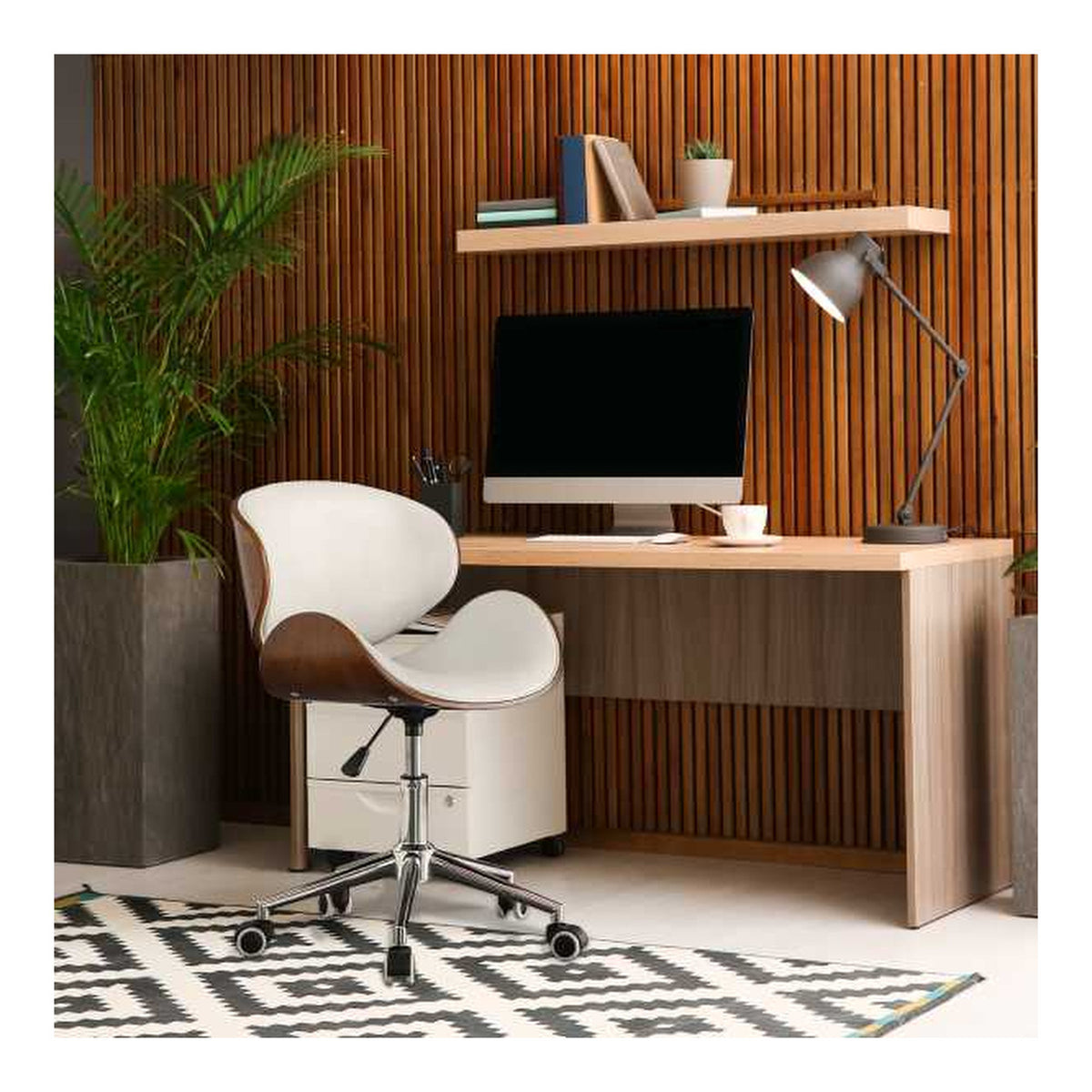 Everfurn Amos Mid Back Office Chair White FD-OC-MB-58.2