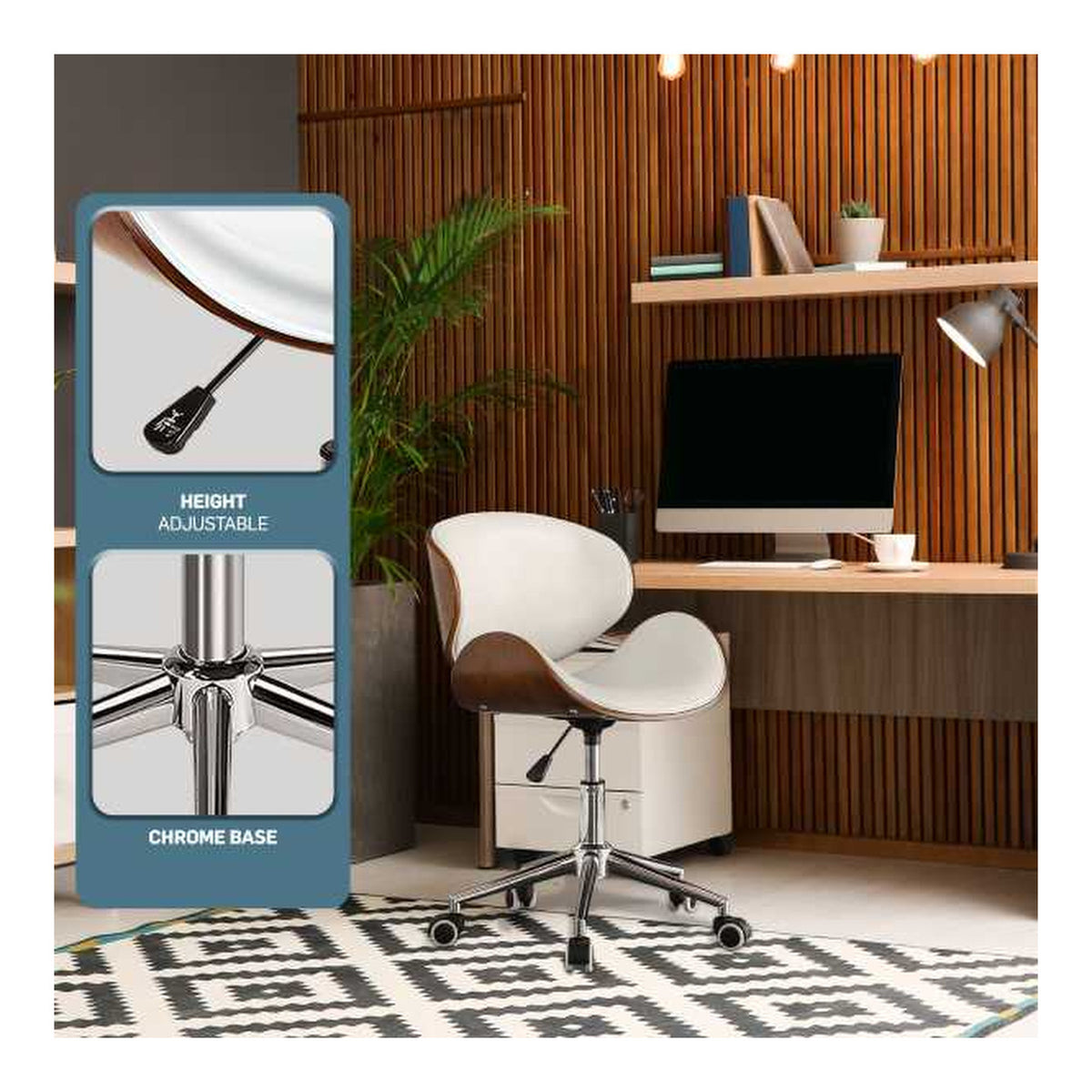 Everfurn Amos Mid Back Office Chair White FD-OC-MB-58.2
