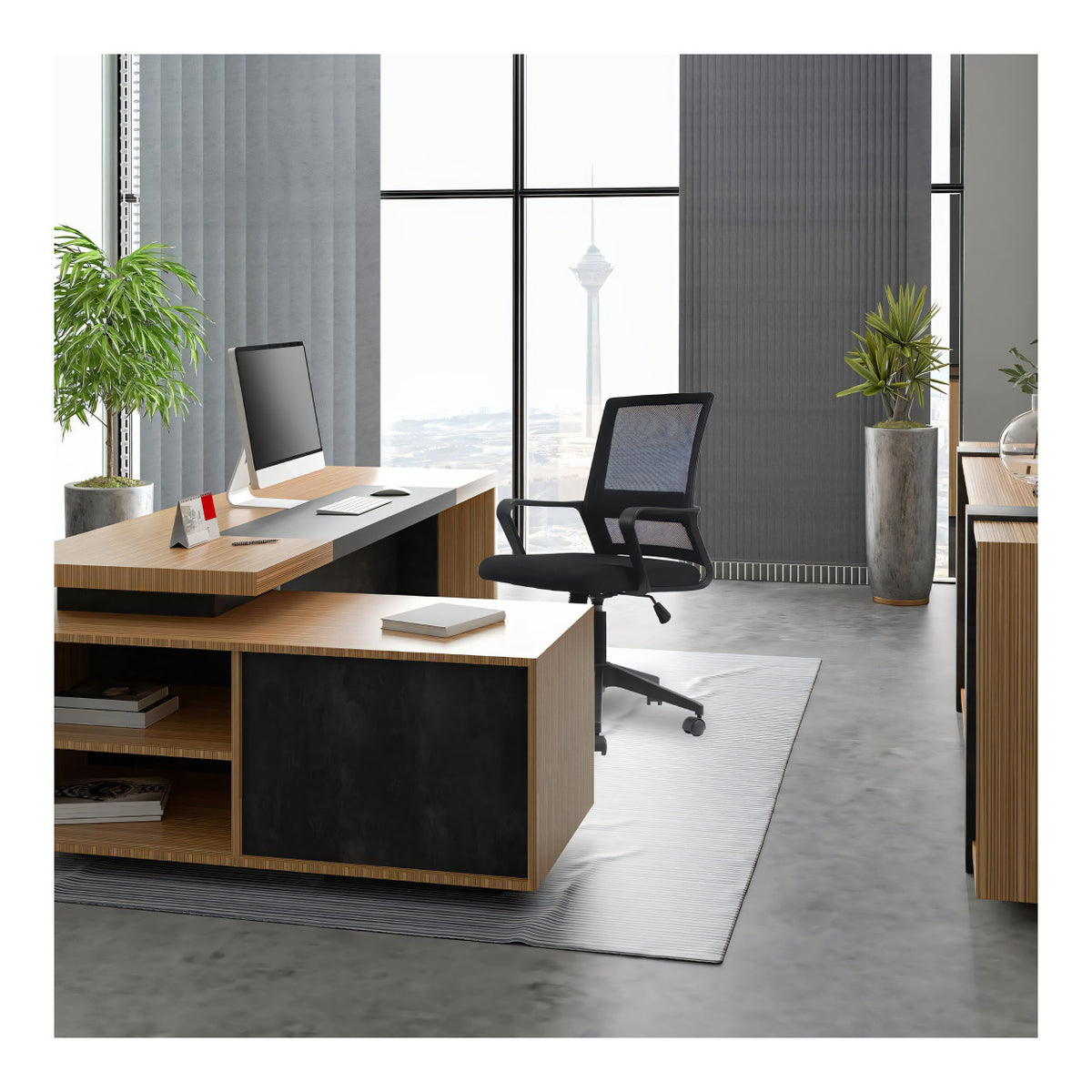 Everfurn Marine Mid-Back Office Chair - Black FD-OC-MB-78