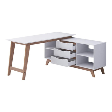 Everfurn Lunar L-Shaped Paper Laminated Office Desk with Storage FD-OD-69