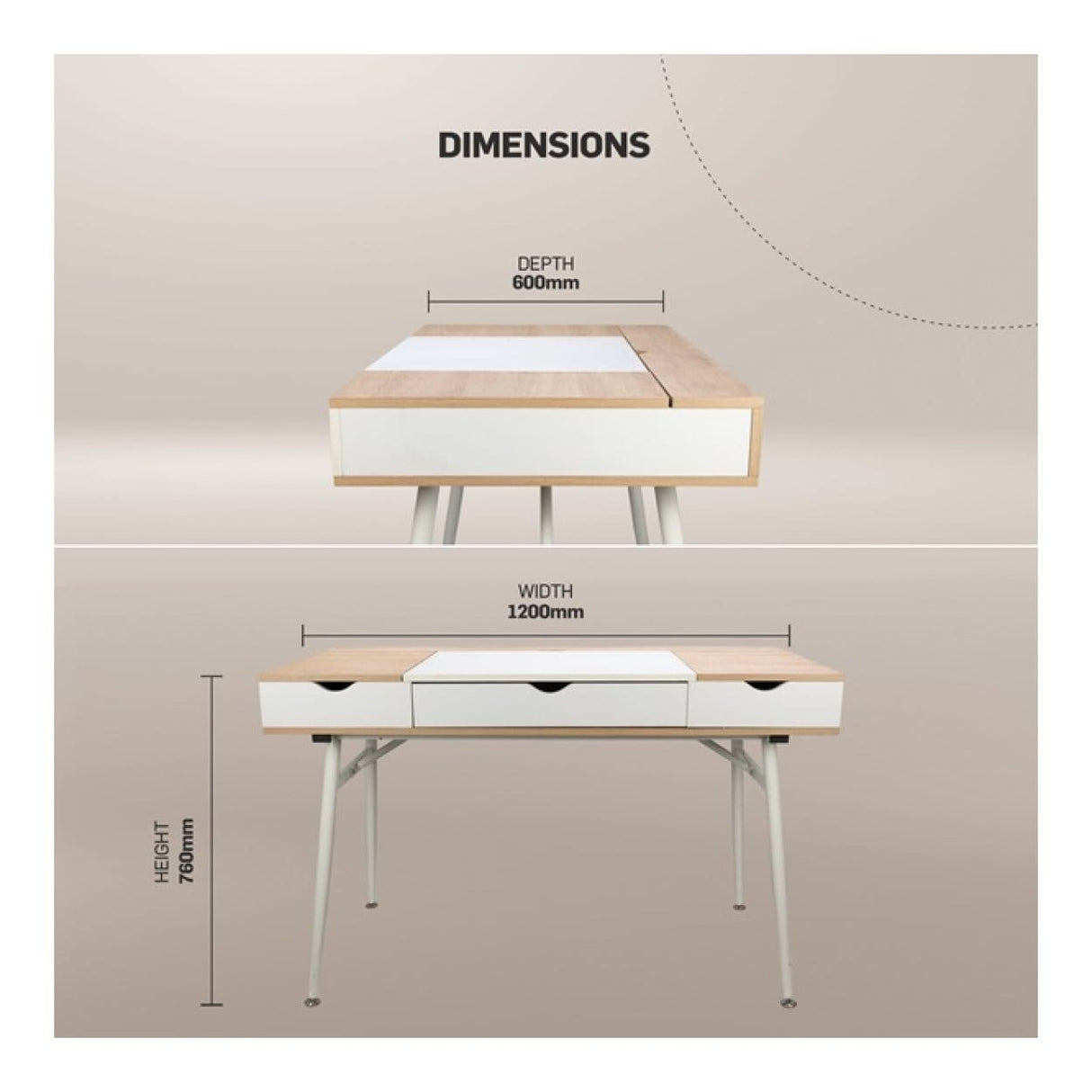 Everfurn Toshir Desk Oak Dark Finish FD-OD-72