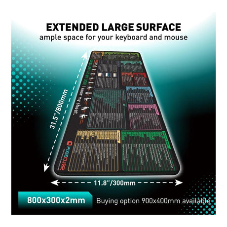 Everfurn Excel Hot Keys Large Desk Mat FD-OD-AC-04-BLK