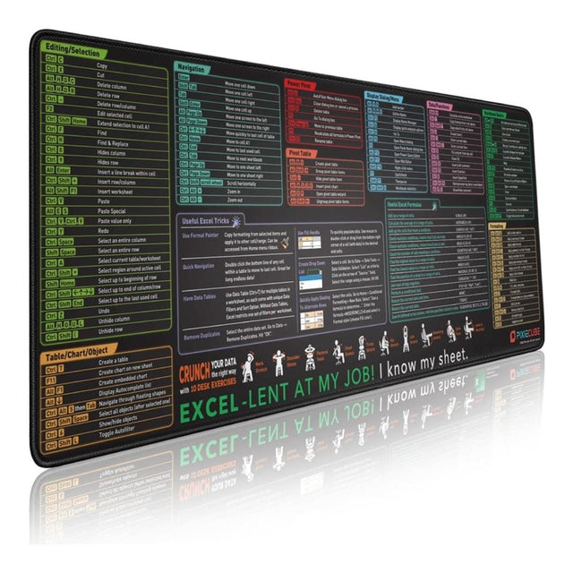 Everfurn Excel Hot Keys Large Desk Mat FD-OD-AC-04-BLK