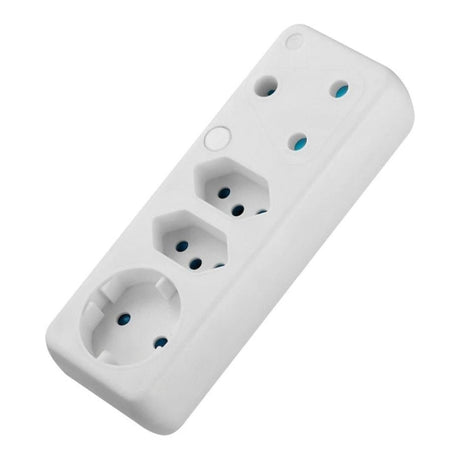 Ellies 4-Way Schuko Adaptor White FEA1/2/1T