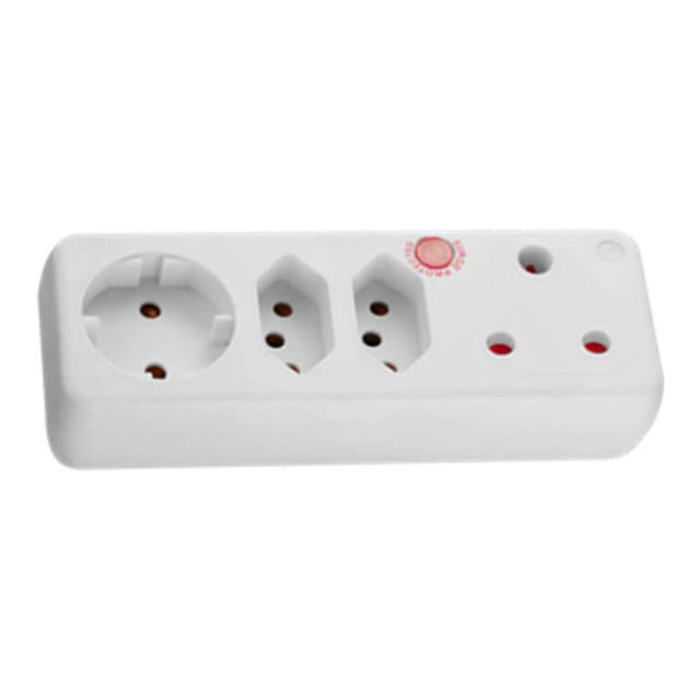 Ellies 4-way Medium Surge Adaptor with Schuko White FEA7S