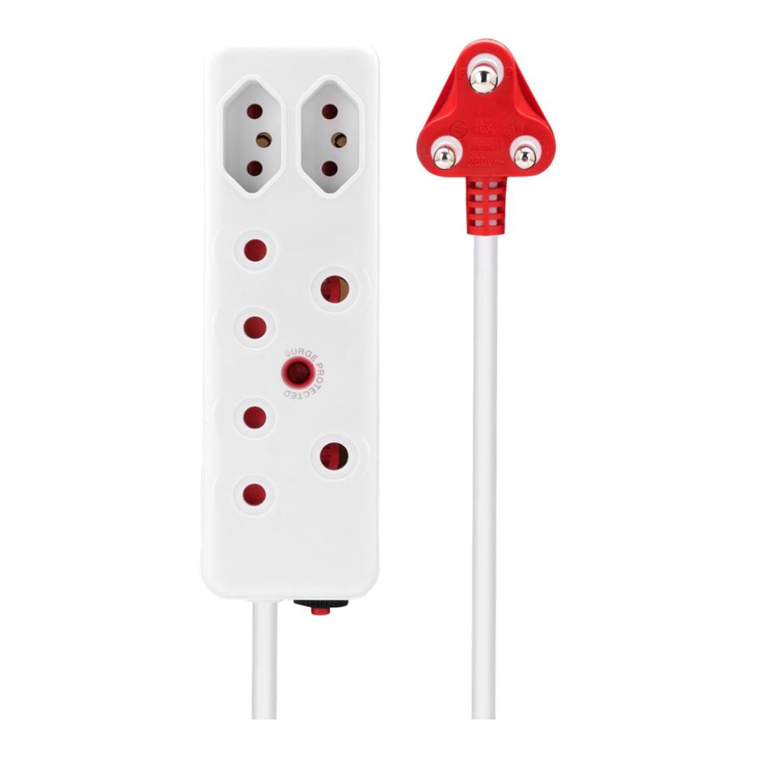 Ellies 3m 4-way Medium Surge Extension Lead White FEE2X/3WS(V2)