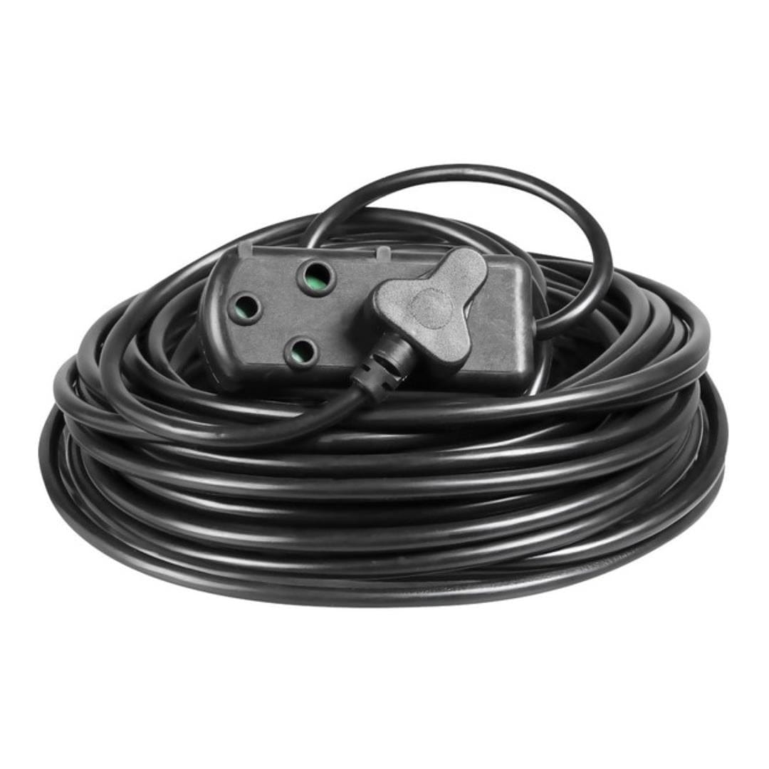 Ellies 10m Side by Side Heavy Duty Extension Lead Black FEHBW2X/10B