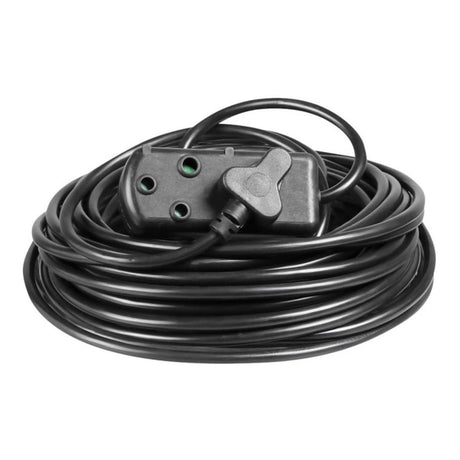 Ellies 10m Side by Side Heavy Duty Extension Lead Black FEHBW2X/10B