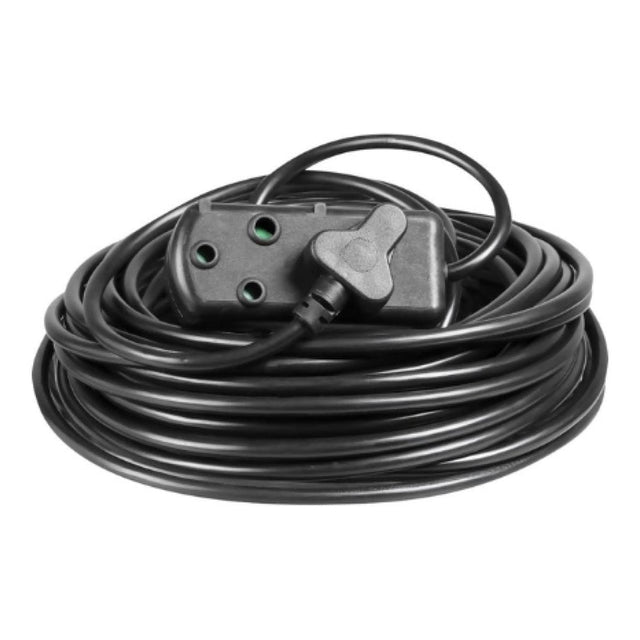 Ellies 20m Side by Side Light Duty Extension Lead Black FELBW2X/20B