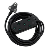 Ellies 3m Side-by-Side Light-Duty Extension Lead Black FELBW2X/3B