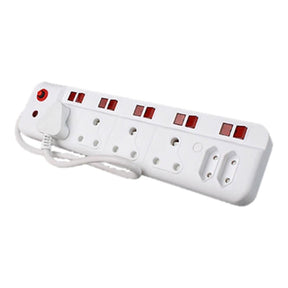Ellies 6-Way Multiplug With Illuminated Switches White FEMS5IC