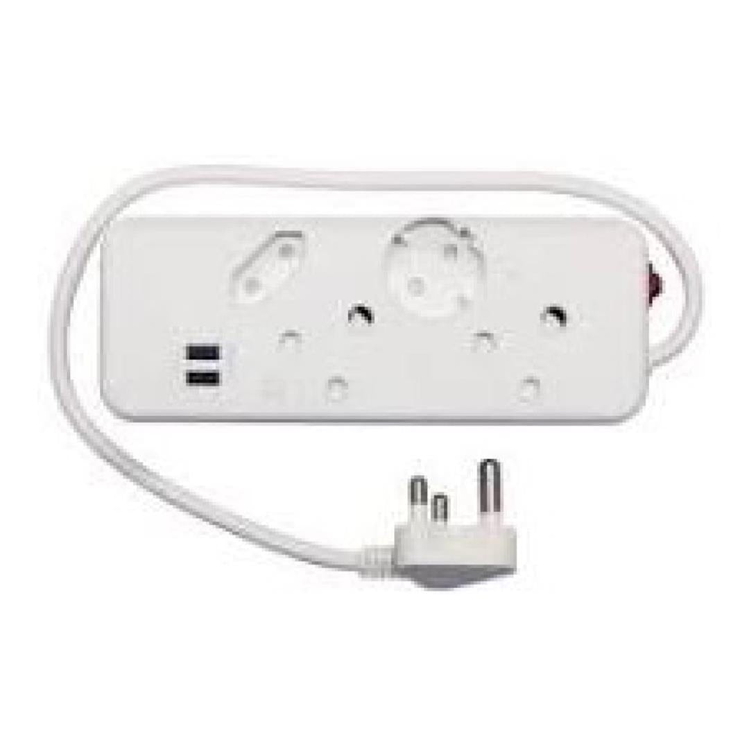 Ellies 4-Way Multiplug with USB-A Slots White FEMUSB4