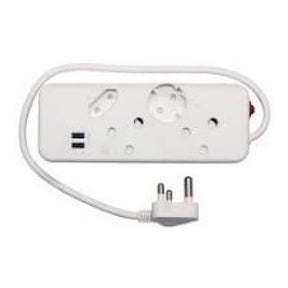 Ellies 4-Way Multiplug with USB-A Slots White FEMUSB4