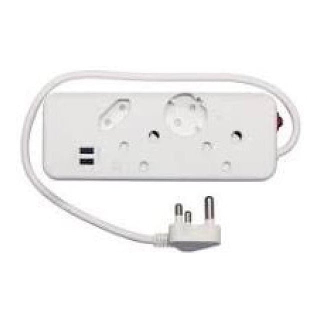 Ellies 4-Way Multiplug with USB-A Slots White FEMUSB4