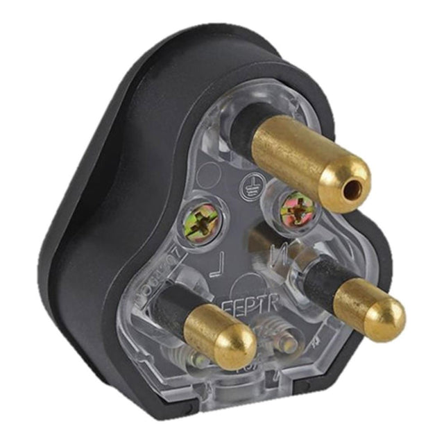 Ellies 16A Heavy-Duty Rubber Screw-on Plug Top Black FEPTR