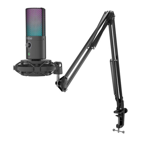 Fifine T669 Pro3 RGB Microphone with Pop Filter and Boom Arm Stand FF-T669-PRO3