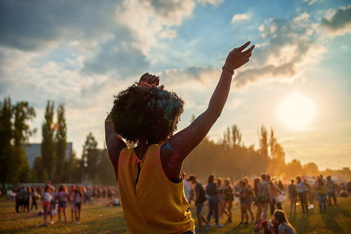 Festival dancer at sunset