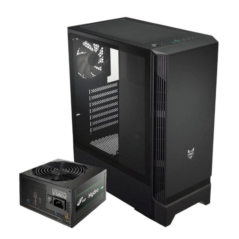 FSP CMT260 ATX Mid-Tower Gaming PC Case with FSP Hydro K Pro 500W Powe ...
