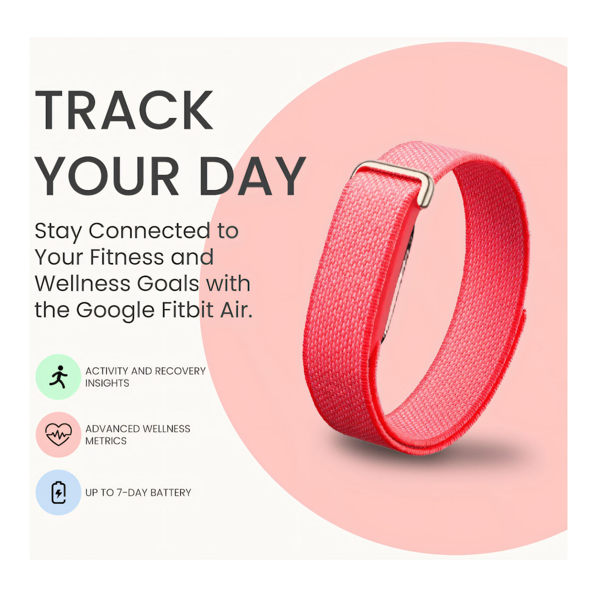 Google Fitbit Air Screenless Fitness Activity Tracker Band - Berry GA11016-EU