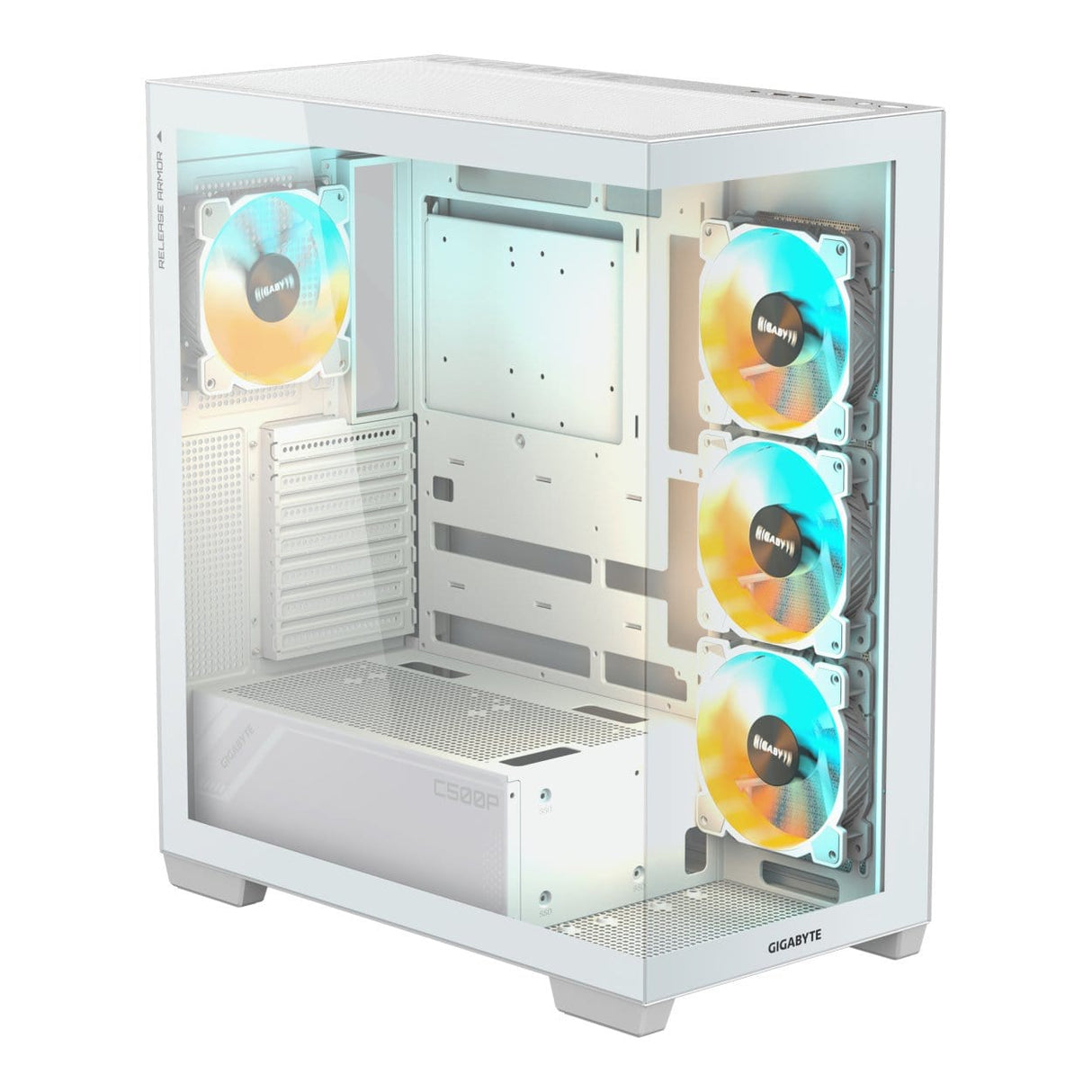 Gigabyte C500 Panoramic Stealth Ice Midi Tower PC Case White GB-C500PI ST