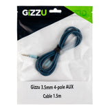 Gizzu 3.5mm Aux Male to Male Cable 1.5m Black Blue GCP35MM4